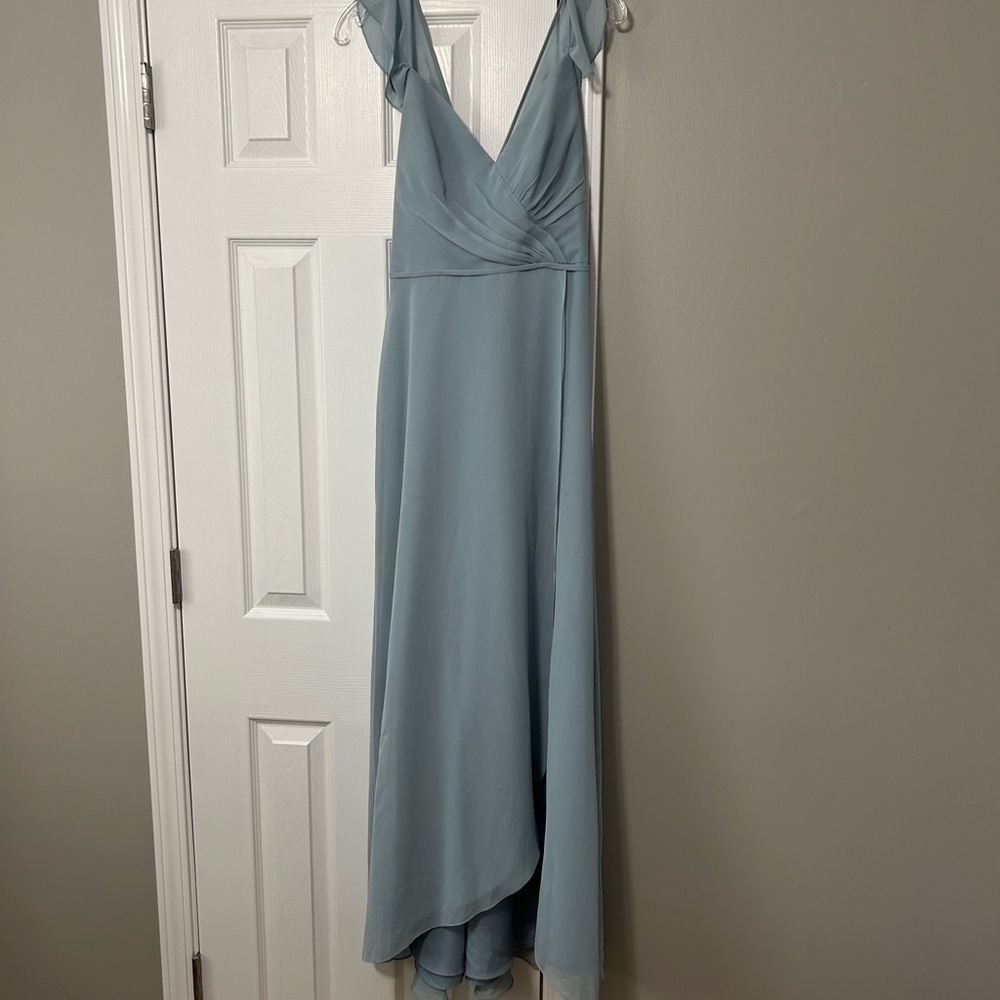 Azazie Blue Asymmetrical Gown